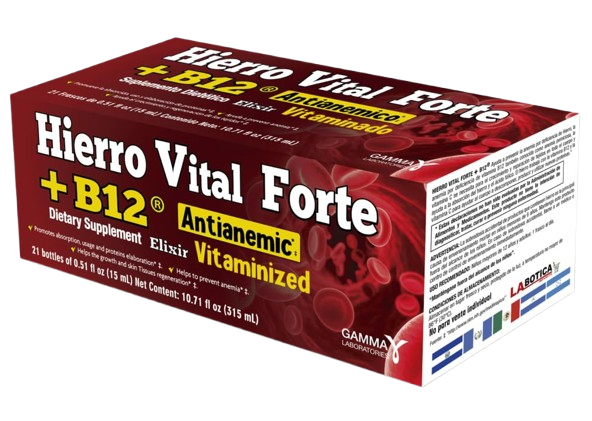 Hierro Vital FORTE + B12 21 bottles (0.51 fl oz each)